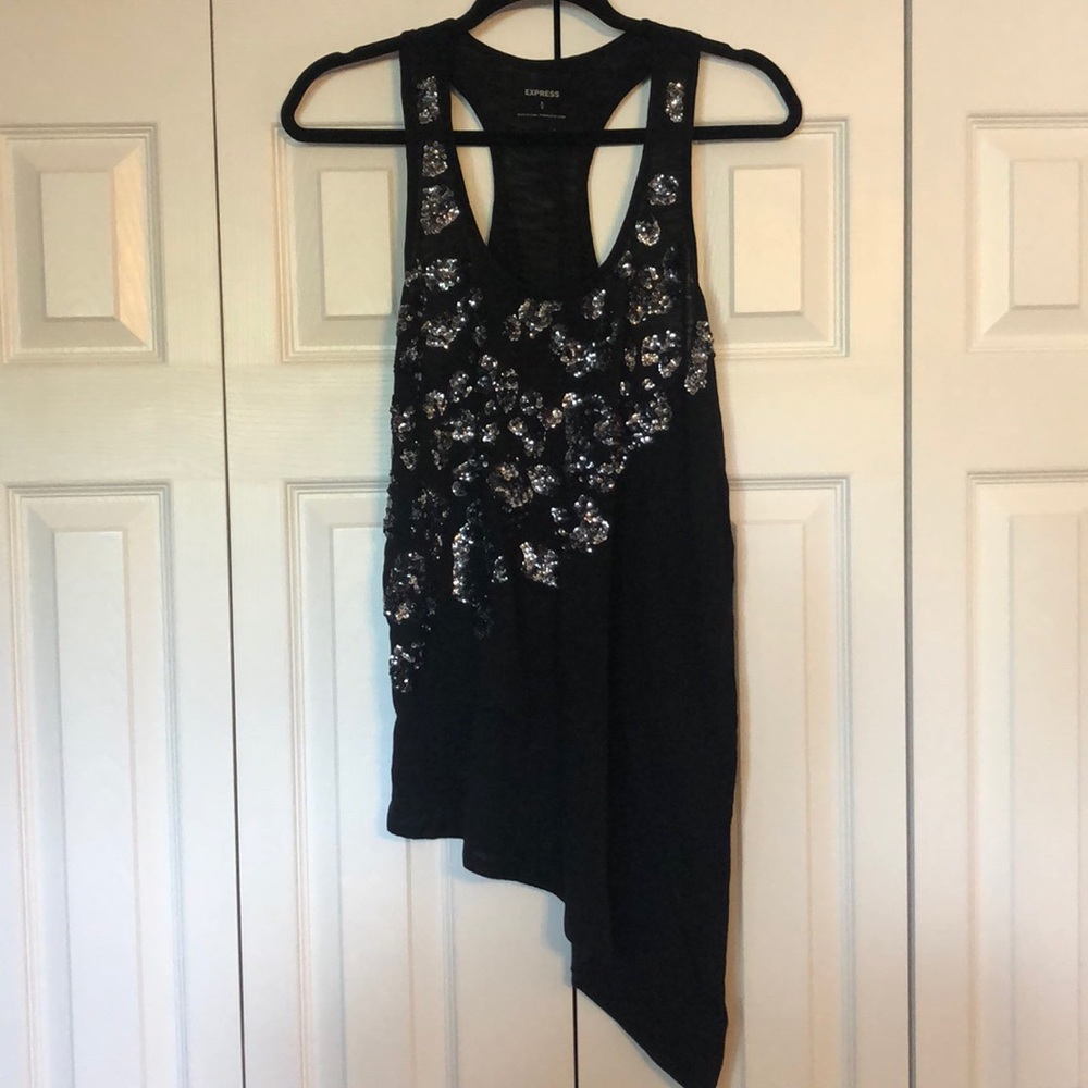 Asymmetrical Racerback Tank with sequins